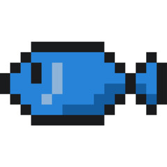 ドット絵　さかな　青