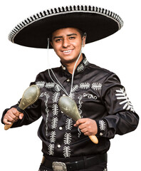 Mexican musician mariachi with maracas