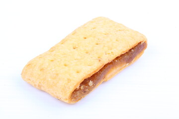 Butter cracker with pineapple jam isolated on the white background