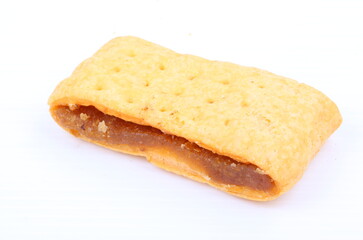 Butter cracker with pineapple jam isolated on the white background