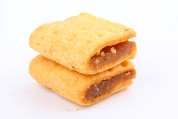 Butter cracker with pineapple jam isolated on the white background