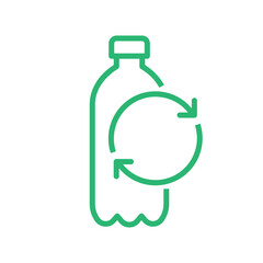 Recycle plastic logo icon, Pet bottle with arrows recycling sign, Reusable ecological preservation concept, Isolated on white background, Vector illustration