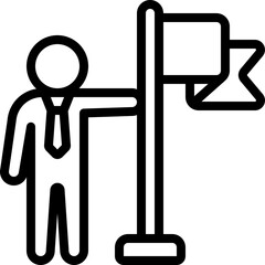 Businessman Holding Flag Icon