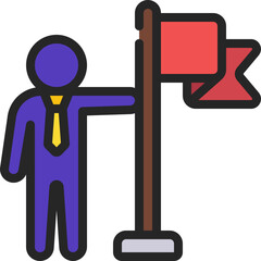 Businessman Holding Flag Icon
