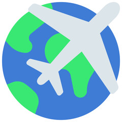 Plane Over World Icon