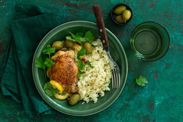 chicken thigh with lemon and olives
