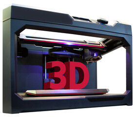 3d printer with a printed text "3D"