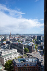 an aerial view of the hanseatic city of hamburg in nice weather