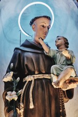 Carved statue of St. Anthony of Padua