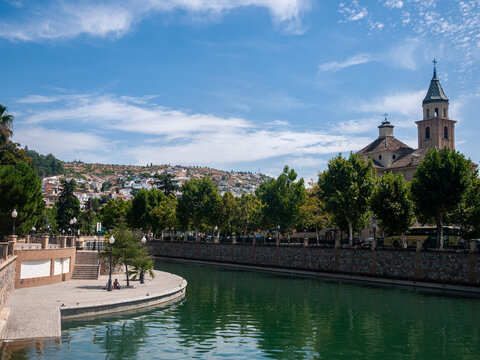 View of Granada city from the Genil, the river in Granada