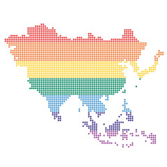 Asia in rainbow colored dots - lgbtq community