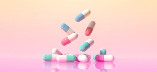 Pharmaceutical medicine capsules - Healthcare theme - 3D render