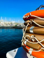 Sailing in the swallows by Barcelona. Life on the boat. 