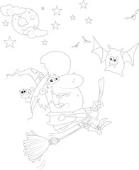 funny Halloween coloring page for kids