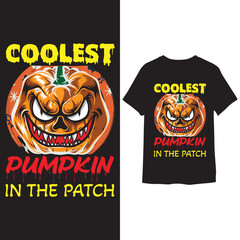 Coolest pumpkin in the patch halloween t-shirt design template