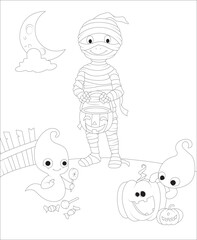Obraz na płótnie Canvas funny Halloween coloring page for kids