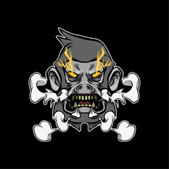 illustration of mad gorilla with light