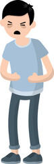 Diarrhea, upset stomach. Man holding belly. Poor nutrition