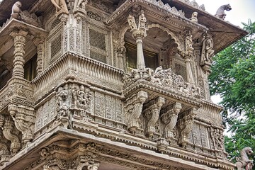 Beautiful Stone Carvings in Hutheesing Jain Temple, Ahmedabad, Gujarat, India