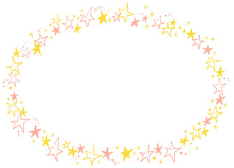 黄色とピンクの星のイラストフレーム