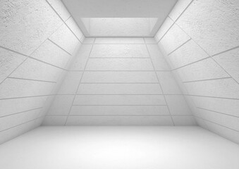 Background scene in a pyramid-shaped hall with a chimney above. Old style. 3D Scene.