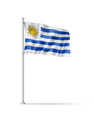 Uruguaian flag isolated on white