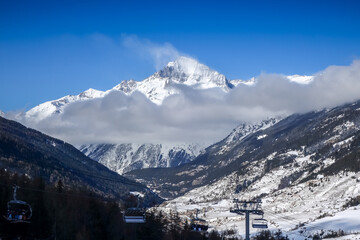 Ski slopes of Val cenis in the french alps