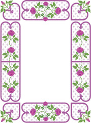 Country style old fashioned border of roses and lattice