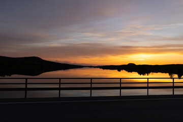 Sonnenuntergang auf Brücke