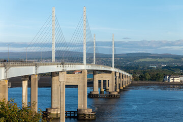 10 September 2022. Inverness, Highlands and Islands, Scotland. This is the Kessock Bridge over the River Ness as it reaches the sea.