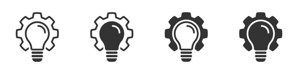 Creative gear and bulb icon. Innovation symbol. Vector illustration.