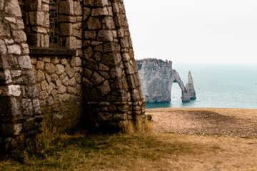 Rocky cliffs at Coastline north of to the bay of Étretat, Normandie, France