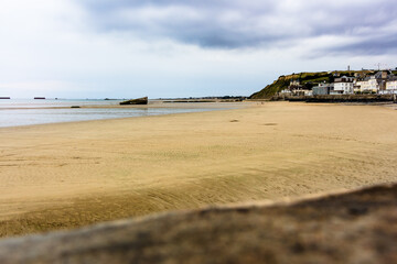 Long time exposure of Mulberry Harbour, Arromanches-les-Bains, Normandia, France