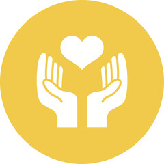 Obraz premium Hand With Heart Multicolor Circle Glyph Inverted Icon