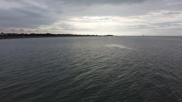 Aerial video of Stokes Bay in Gosport, Hampshire, UK