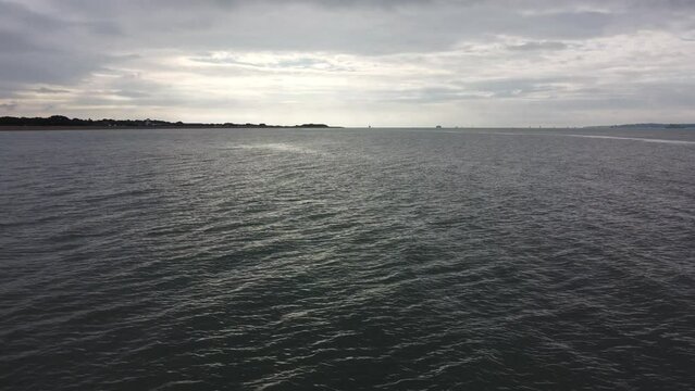 Aerial video of Stokes Bay in Gosport, Hampshire, UK