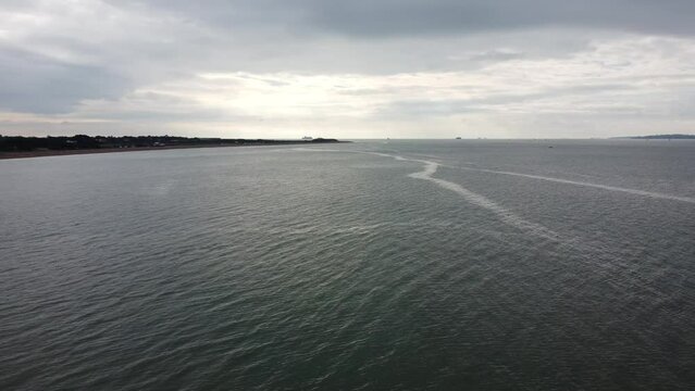 Aerial video of Stokes Bay in Gosport, Hampshire, UK
