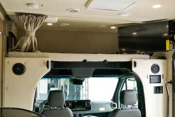 RV motorhome overhead bunkhouse storage