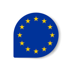 European Union drop flag icon with shadow on white background.