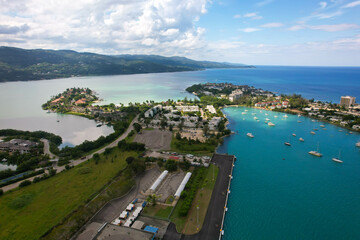 Fototapeta na wymiar Montego Bay yacht and boat club aerial view