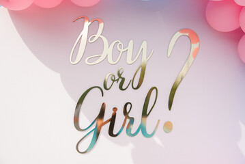 golden inscription for gender party boy or girl