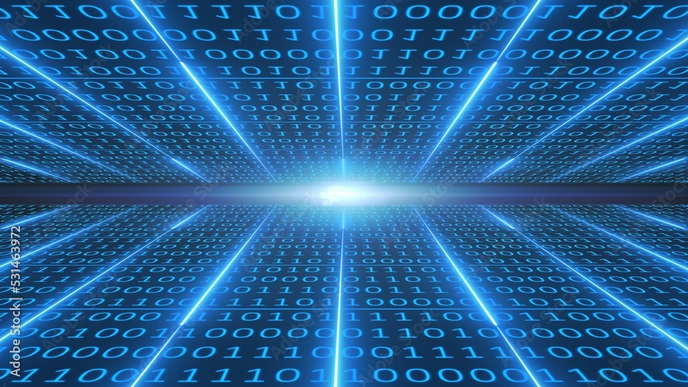 Poster binary code number random digital technology background - 3d illustration