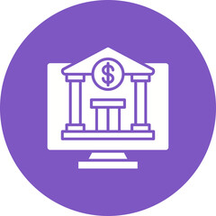 Online Banking Multicolor Circle Glyph Inverted Icon