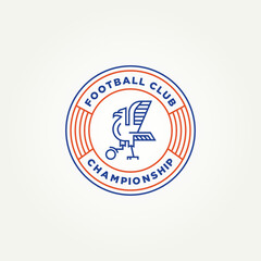 minimalist soccer football club emblem badge line art icon logo template vector illustration design. simple modern eagle hawk mascot for a football team logo © BLAZYBONE