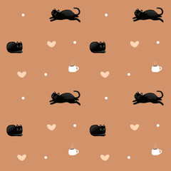 Cat and coffee pattern