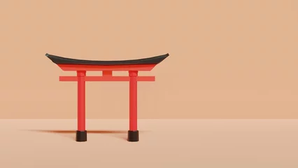 Tuinposter Japanese Torii gate. Stylized 3d illustration. © Lechaber