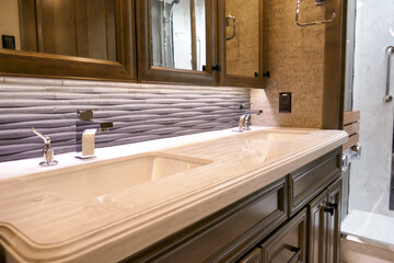 Luxury Class A Motorhome Bathroom Sinks