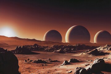 Martian mega-structure, remains of an alien civilization, alien base. 3d illustration 