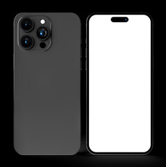 black realistic smartphone mockup design with blank screen for Infographic global Business website design app,Clipping part