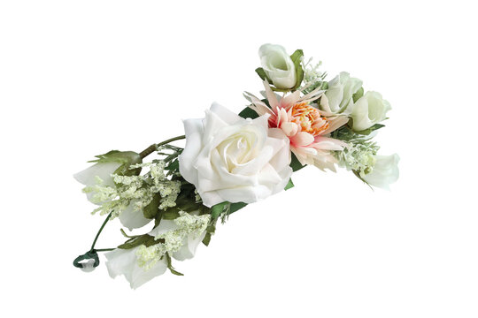 White Flower Crown Side View isolated on white background with clipping paths